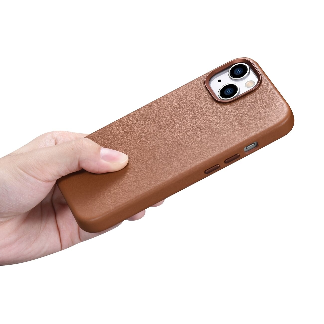 iCarer Kotelo Nahka Kotelo Cover for iPhone 14 Plus Brown (MagSafe yhteensopiva)