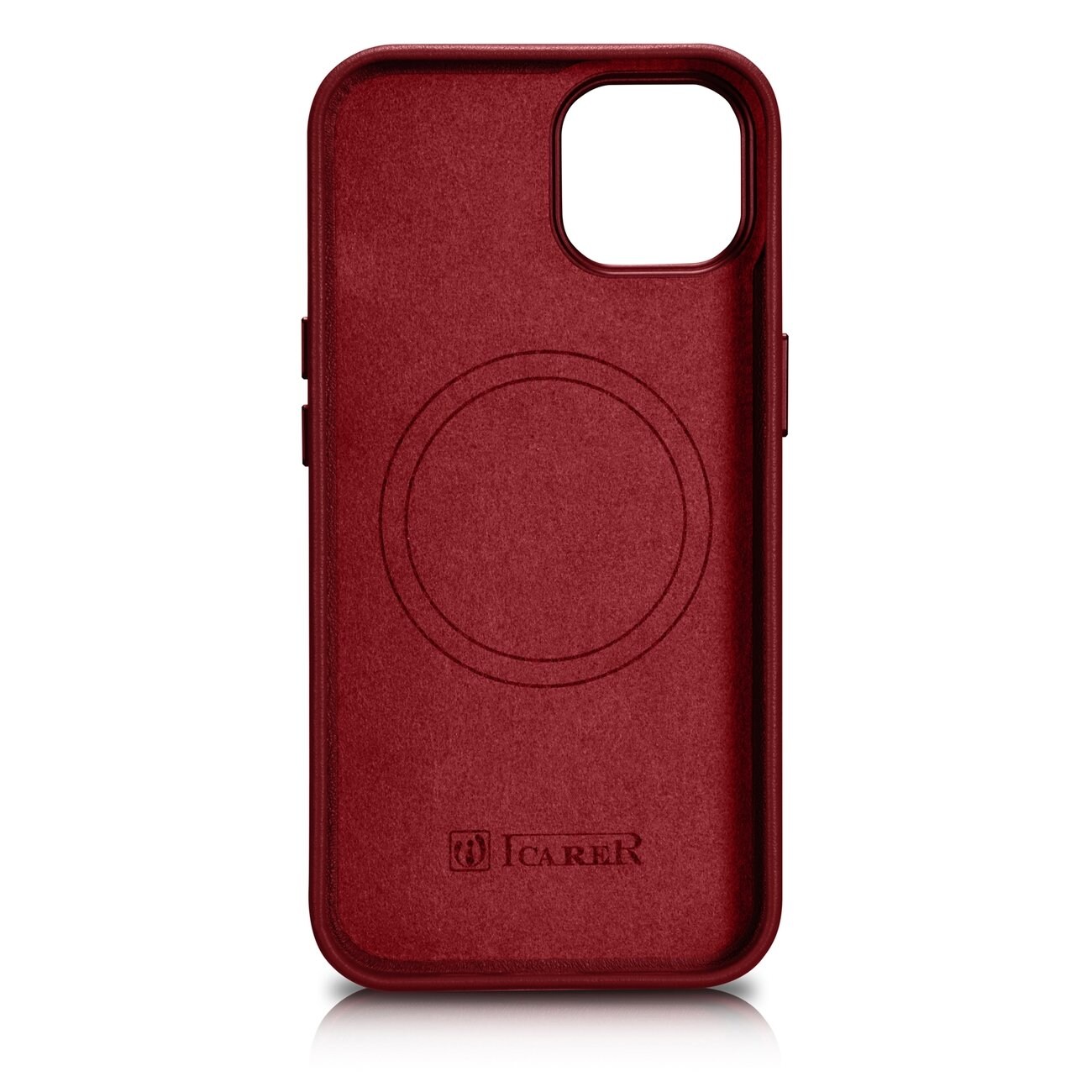 iCarer Case Nahkakotelo suojus luonnollisesta nahasta iPhone 14 Plus punainen (yhteensopiva MagSafe)