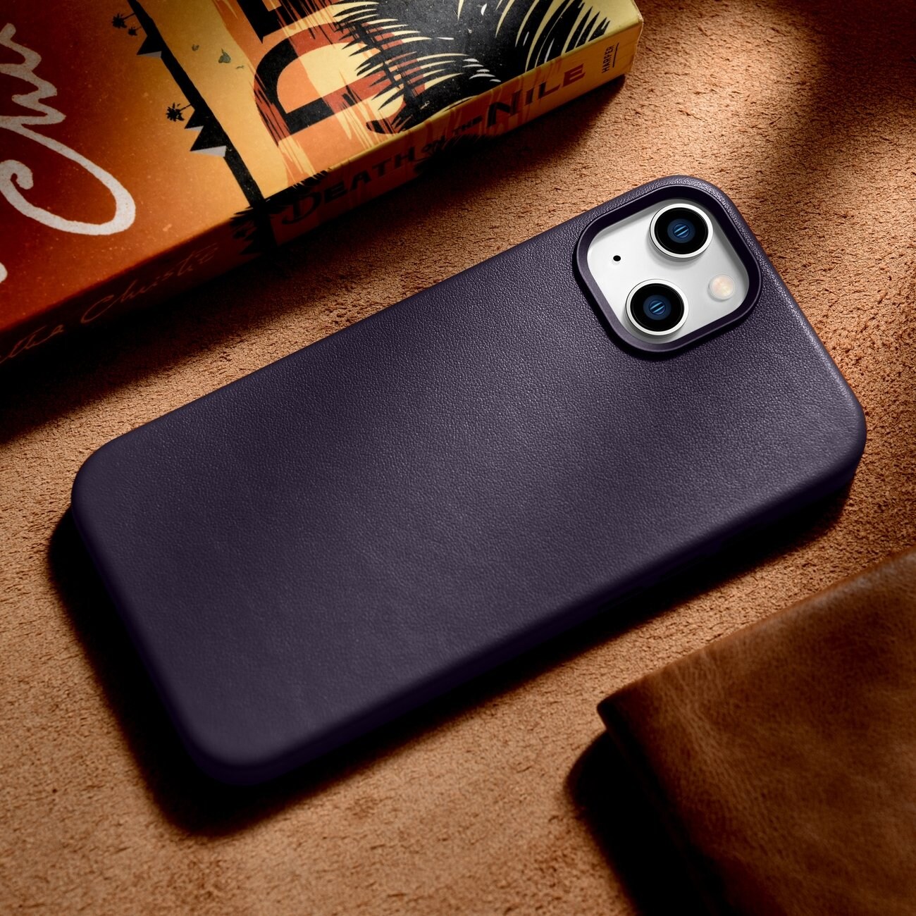 iCarer Asia Nahka Cover Case for iPhone 14 Plus Dark Purple (MagSafe yhteensopiva)