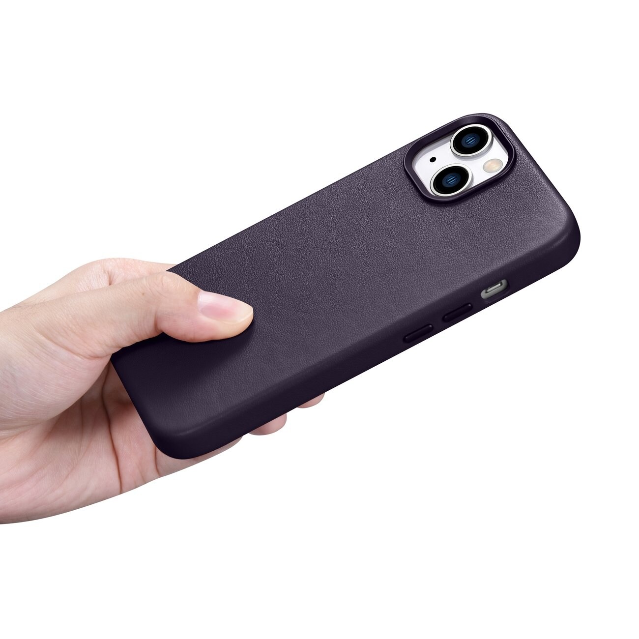 iCarer Asia Nahka Cover Case for iPhone 14 Plus Dark Purple (MagSafe yhteensopiva)