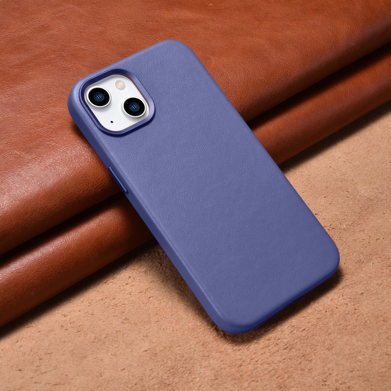 iCarer Nahkakotelo Aidon nahan suojus iPhone 14 Plus Light Purple (MagSafe-yhteensopiva)