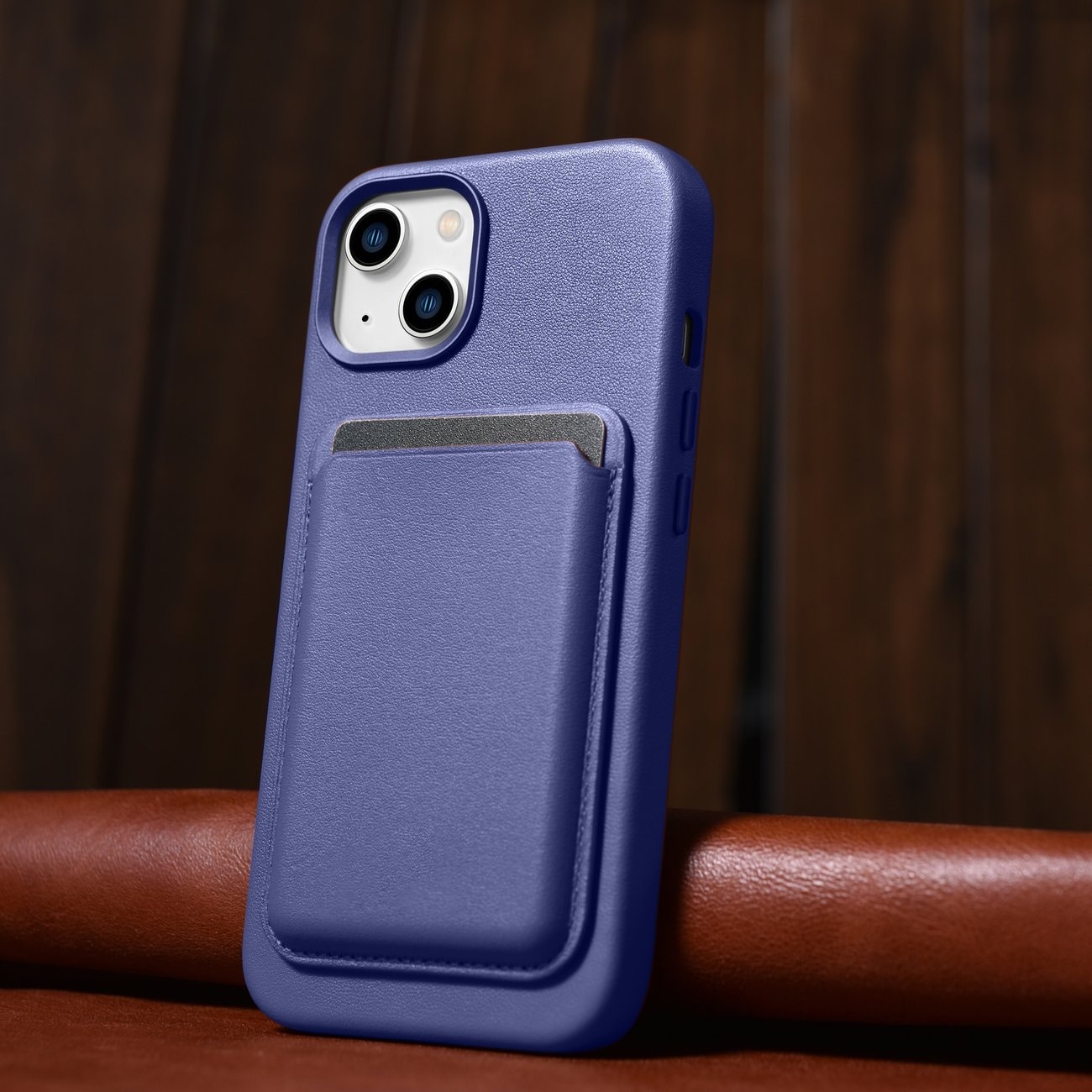 iCarer Nahkakotelo Aidon nahan suojus iPhone 14 Plus Light Purple (MagSafe-yhteensopiva)