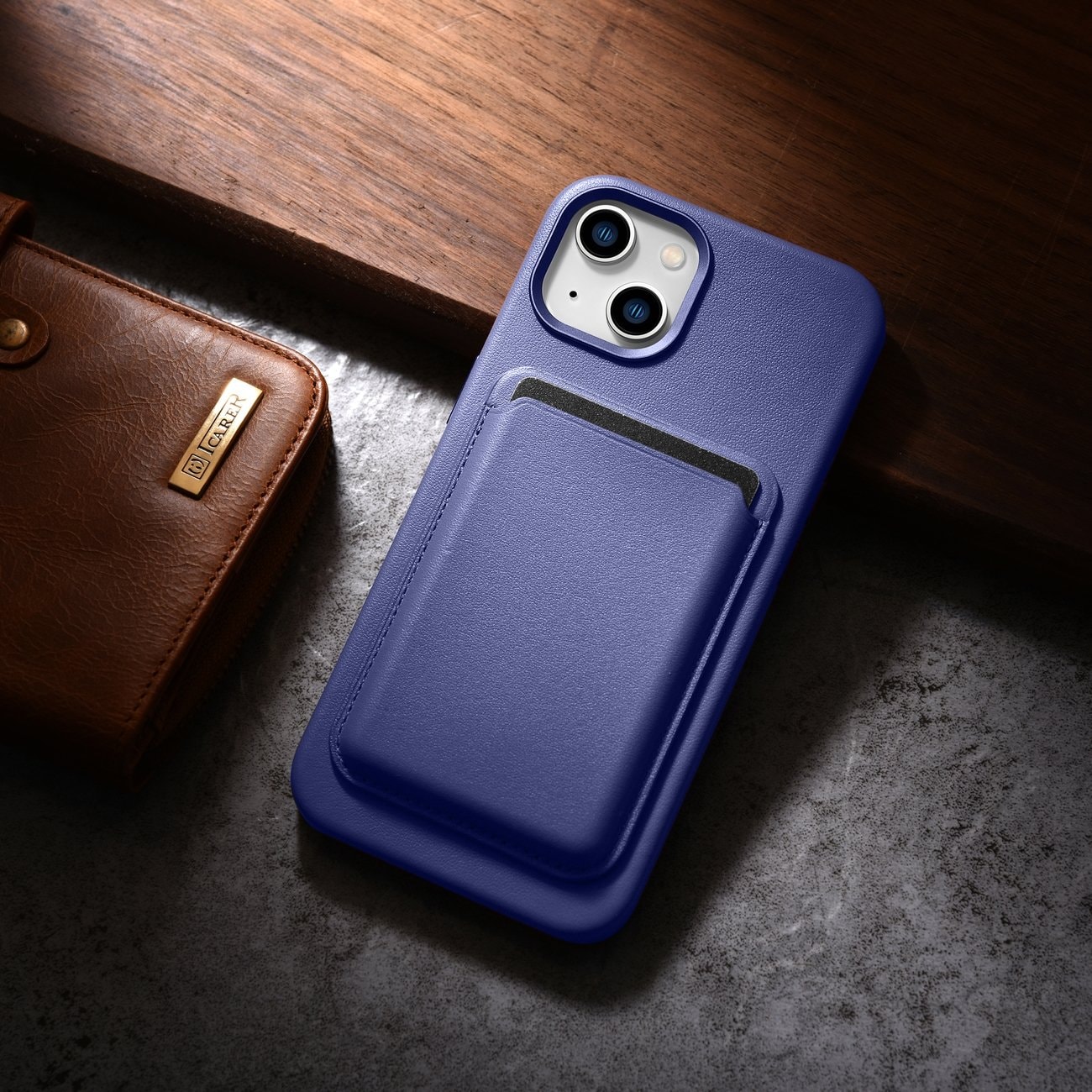 iCarer Nahkakotelo Aidon nahan suojus iPhone 14 Plus Light Purple (MagSafe-yhteensopiva)