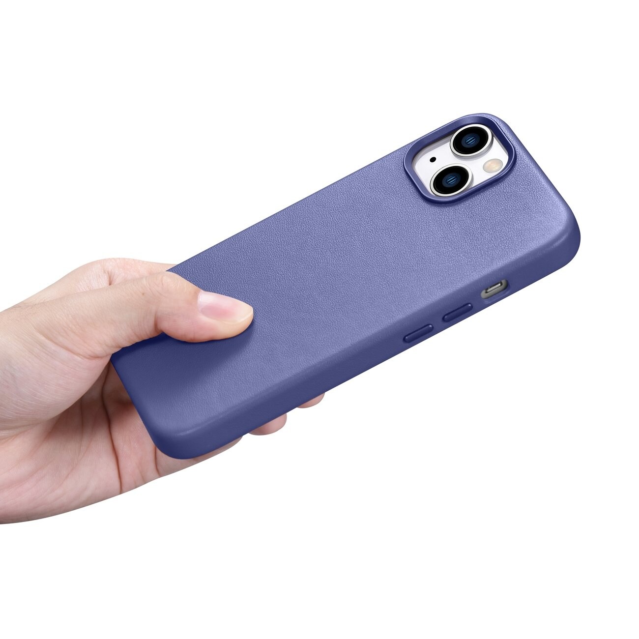 iCarer Nahkakotelo Aidon nahan suojus iPhone 14 Plus Light Purple (MagSafe-yhteensopiva)