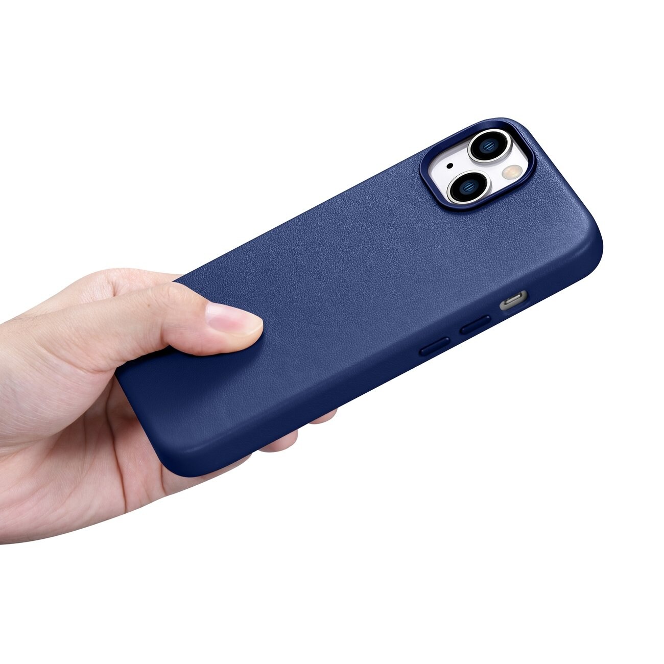 iCarer Kotelo Nahkakotelo iPhone 14 Plus aitoa nahkaa sininen (yhteensopiva MagSafe)