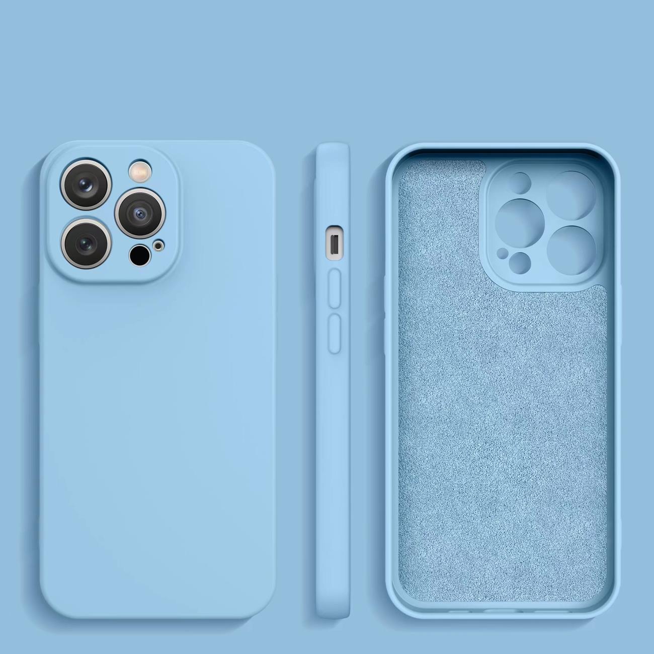 Silikoni kotelo iPhone 14 Plus silikoni suojus vaaleansininen