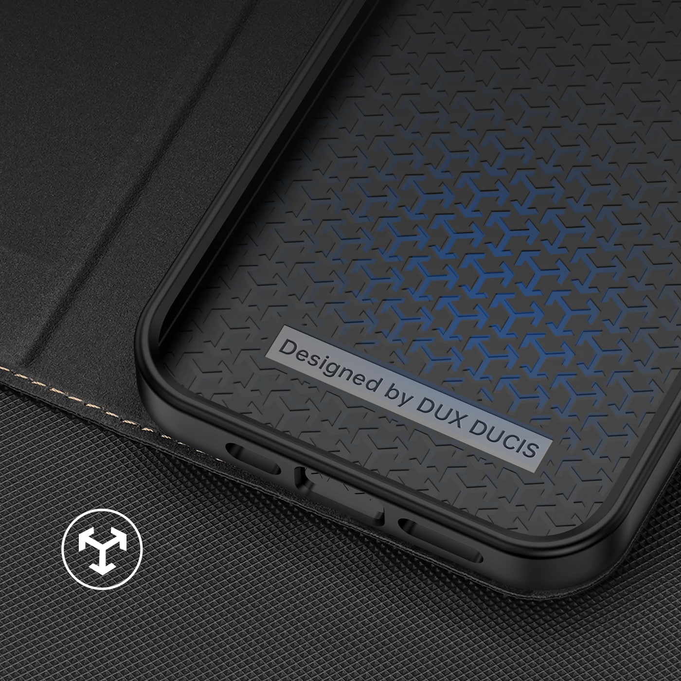 Dux Ducis Skin X2 tapauksessa iPhone 14 Plus tapauksessa magneettinen läppä musta