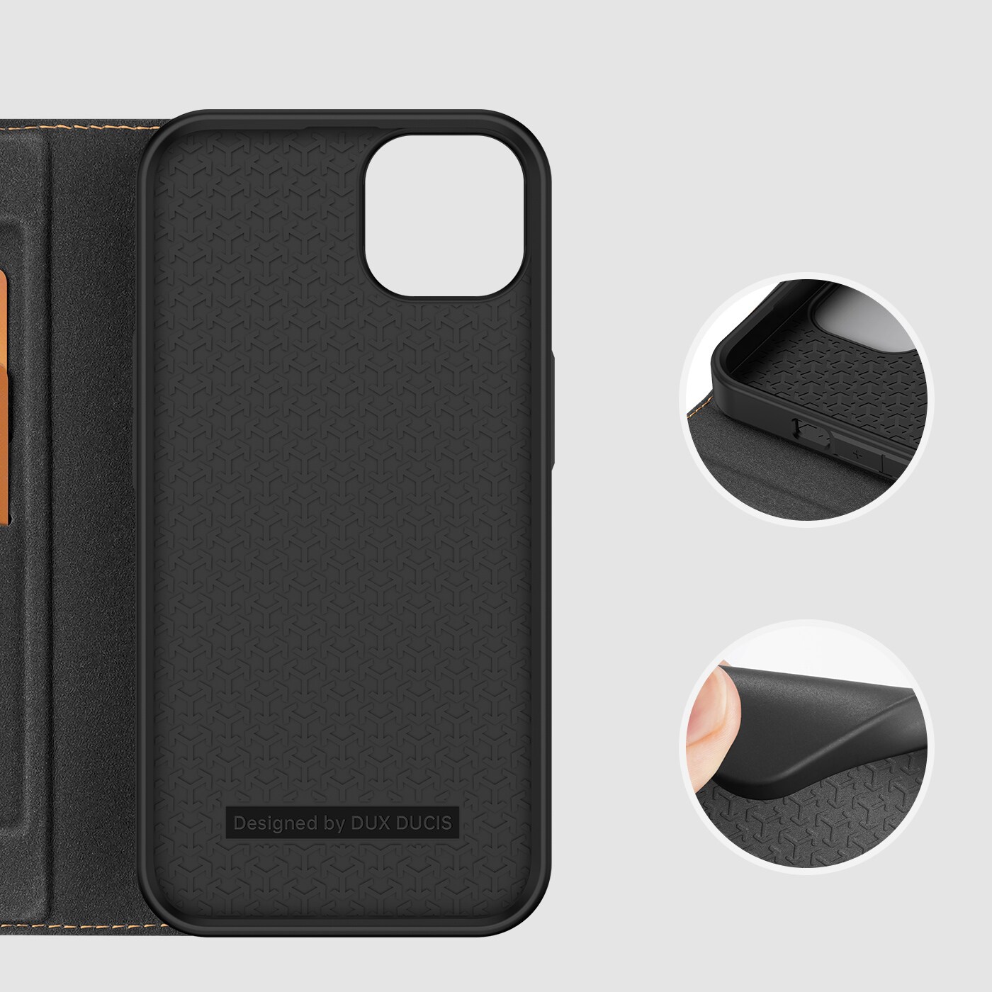 Dux Ducis Skin X2 tapauksessa iPhone 14 Plus tapauksessa magneettinen läppä musta