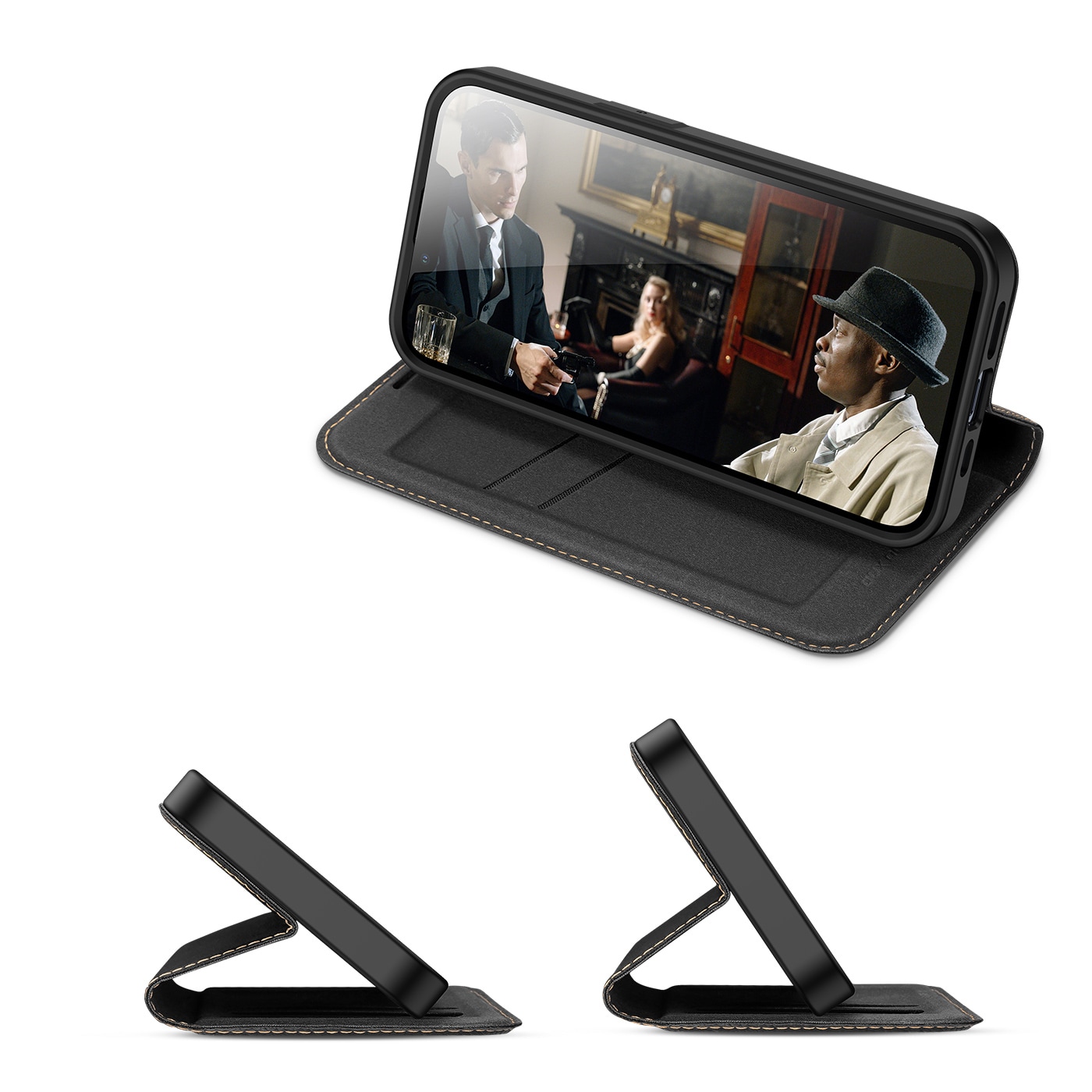 Dux Ducis Skin X2 tapauksessa iPhone 14 Plus tapauksessa magneettinen läppä musta