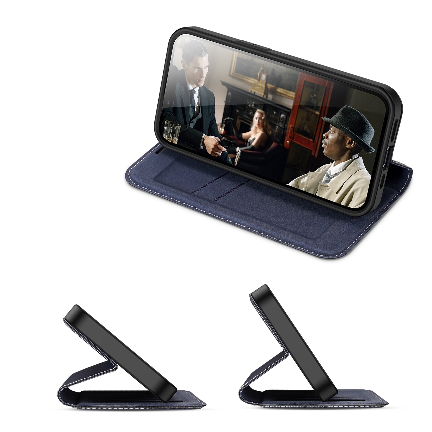 Dux Ducis Skin X2 tapauksessa iPhone 14 Plus tapauksessa magneettinen läppä sininen