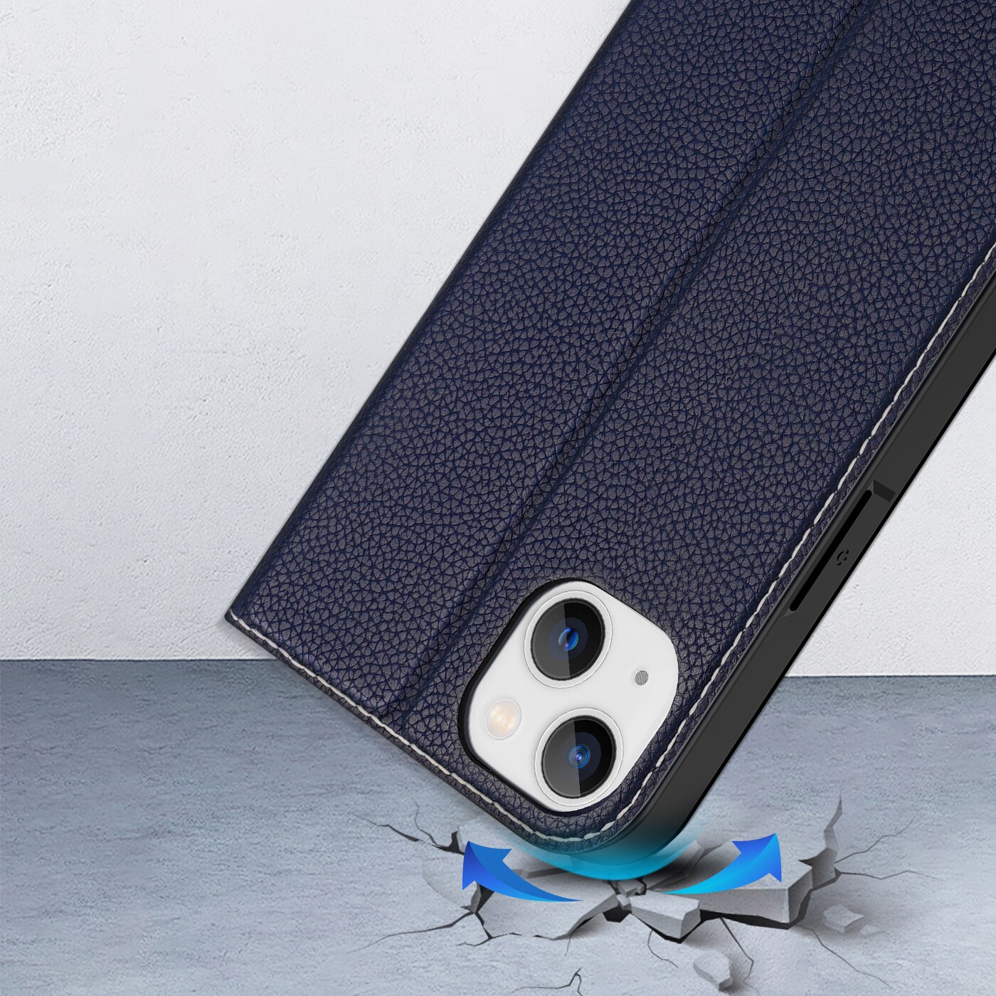 Dux Ducis Skin X2 tapauksessa iPhone 14 Plus tapauksessa magneettinen läppä sininen