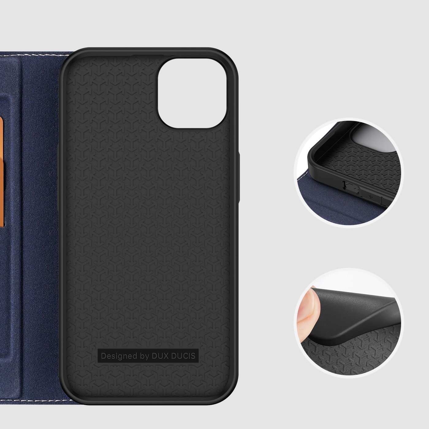 Dux Ducis Skin X2 tapauksessa iPhone 14 Plus tapauksessa magneettinen läppä sininen