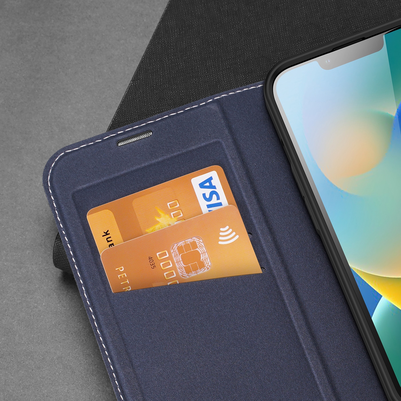 Dux Ducis Skin X2 tapauksessa iPhone 14 Plus tapauksessa magneettinen läppä sininen