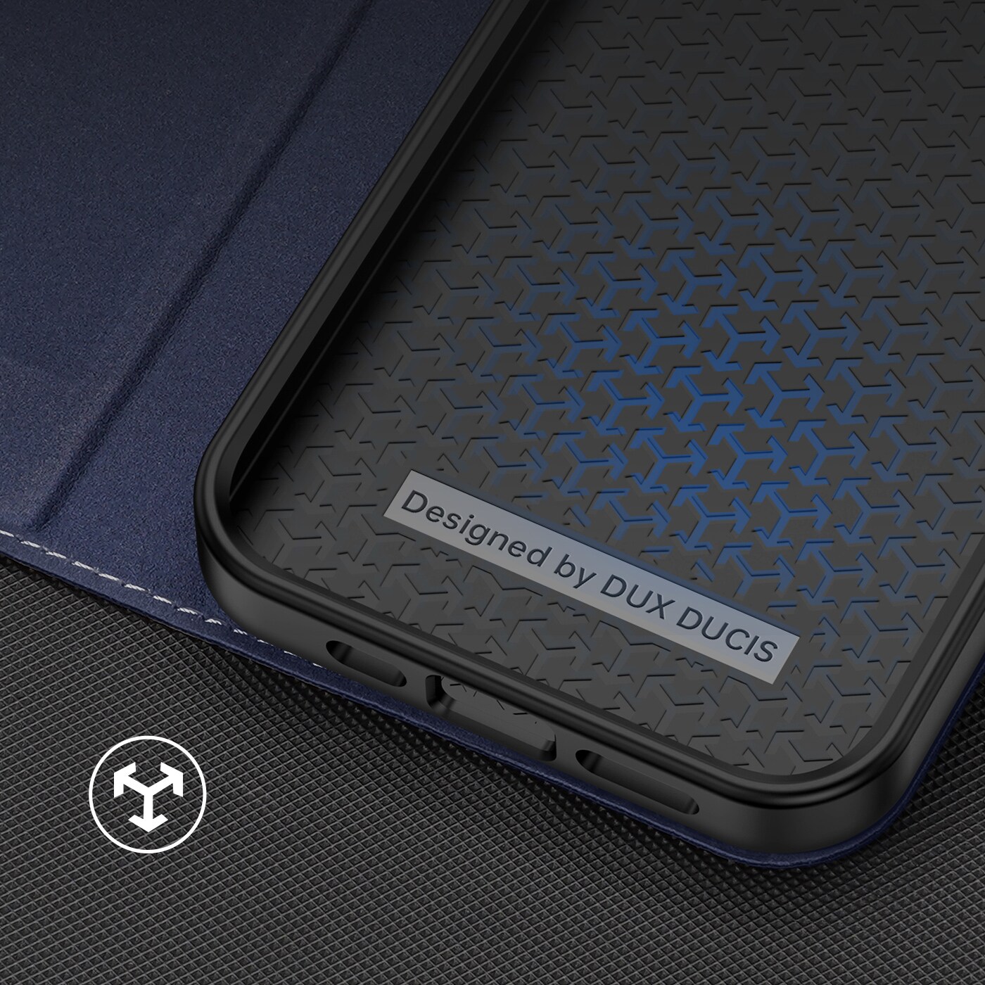 Dux Ducis Skin X2 tapauksessa iPhone 14 Plus tapauksessa magneettinen läppä sininen