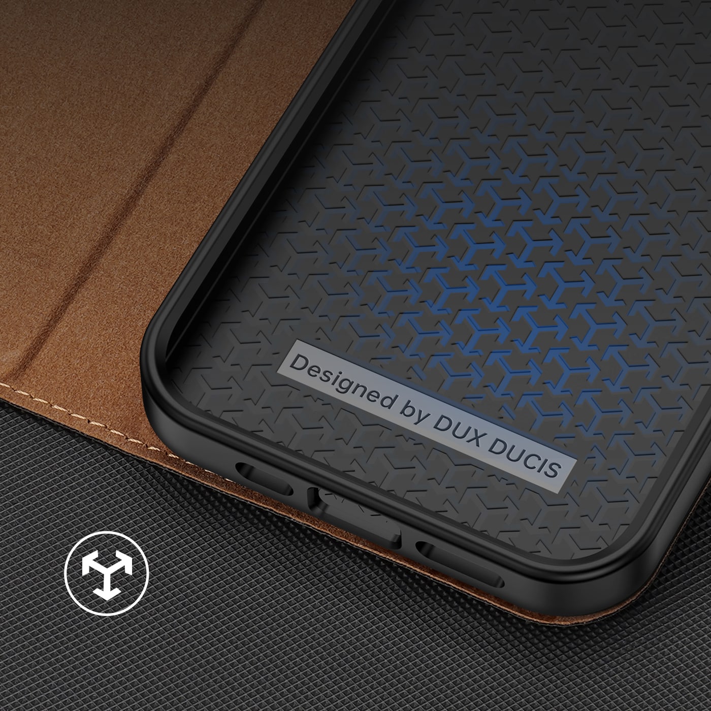 Dux Ducis Skin X2 tapauksessa iPhone 14 Plus tapauksessa magneettinen läppä ruskea