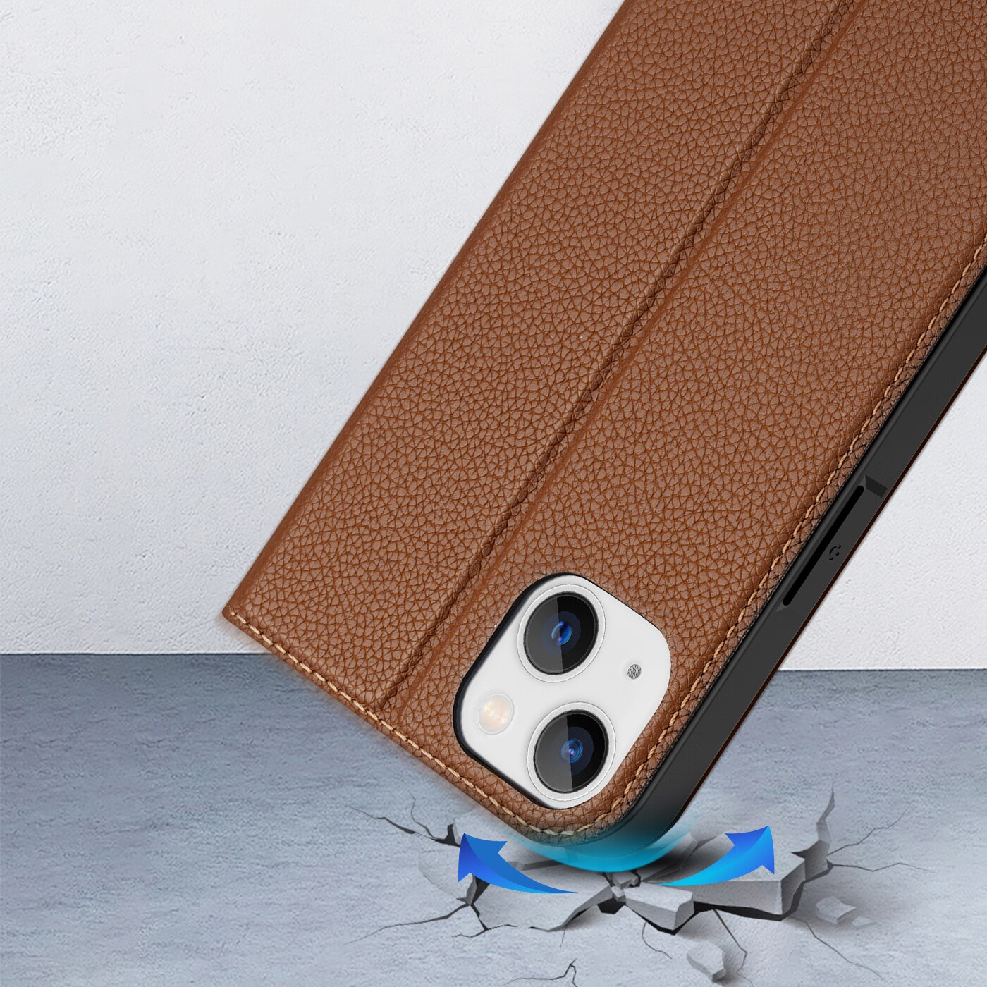 Dux Ducis Skin X2 tapauksessa iPhone 14 Plus tapauksessa magneettinen läppä ruskea