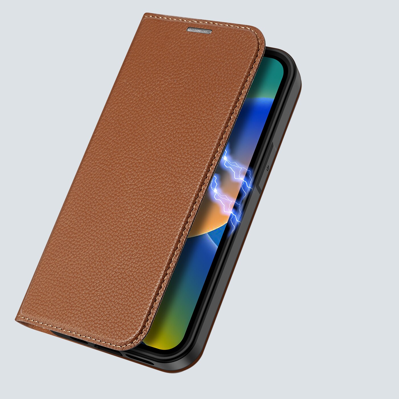 Dux Ducis Skin X2 tapauksessa iPhone 14 Plus tapauksessa magneettinen läppä ruskea