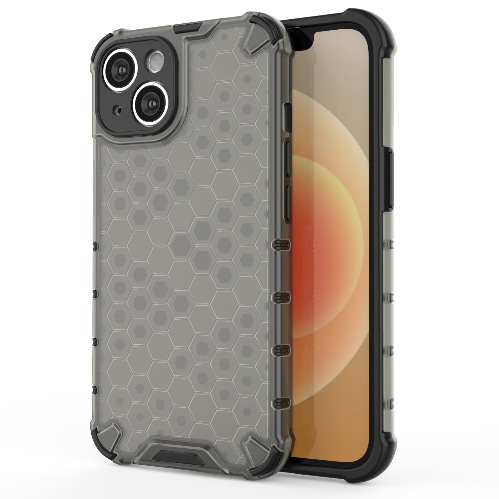 Honeycomb tapauksessa iPhone 14 Plus panssaroitu hybridi kansi musta