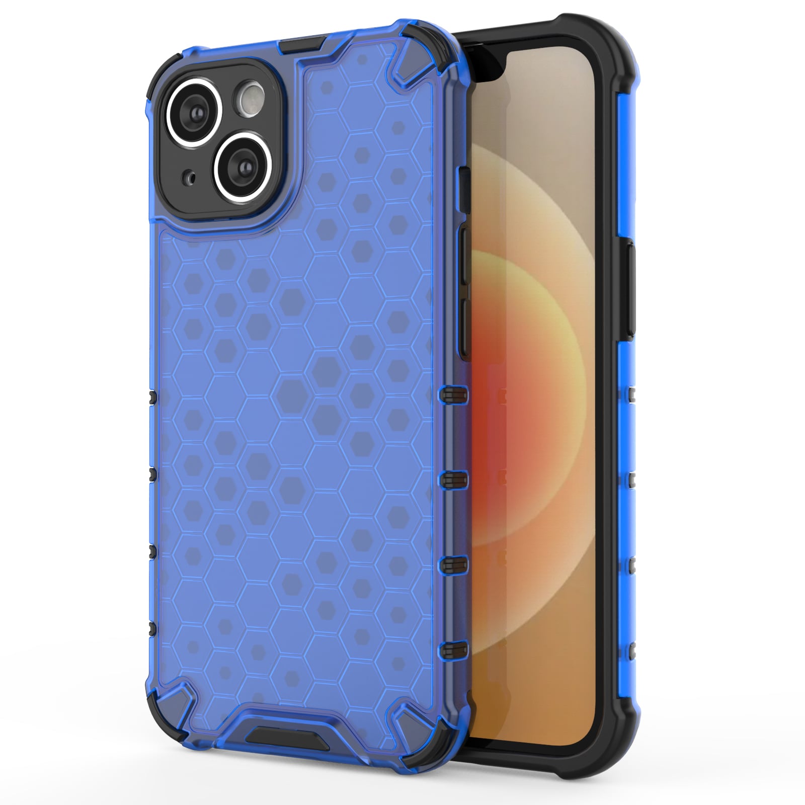 Honeycomb tapauksessa iPhone 14 Plus panssaroitu hybridi kansi sininen