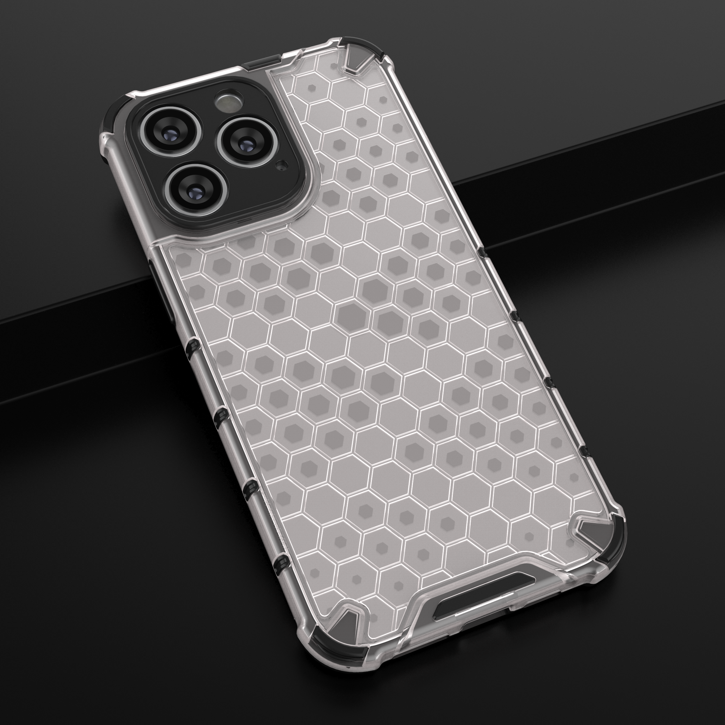 Honeycomb tapauksessa iPhone 14 Pro panssaroitu hybridi kansi musta