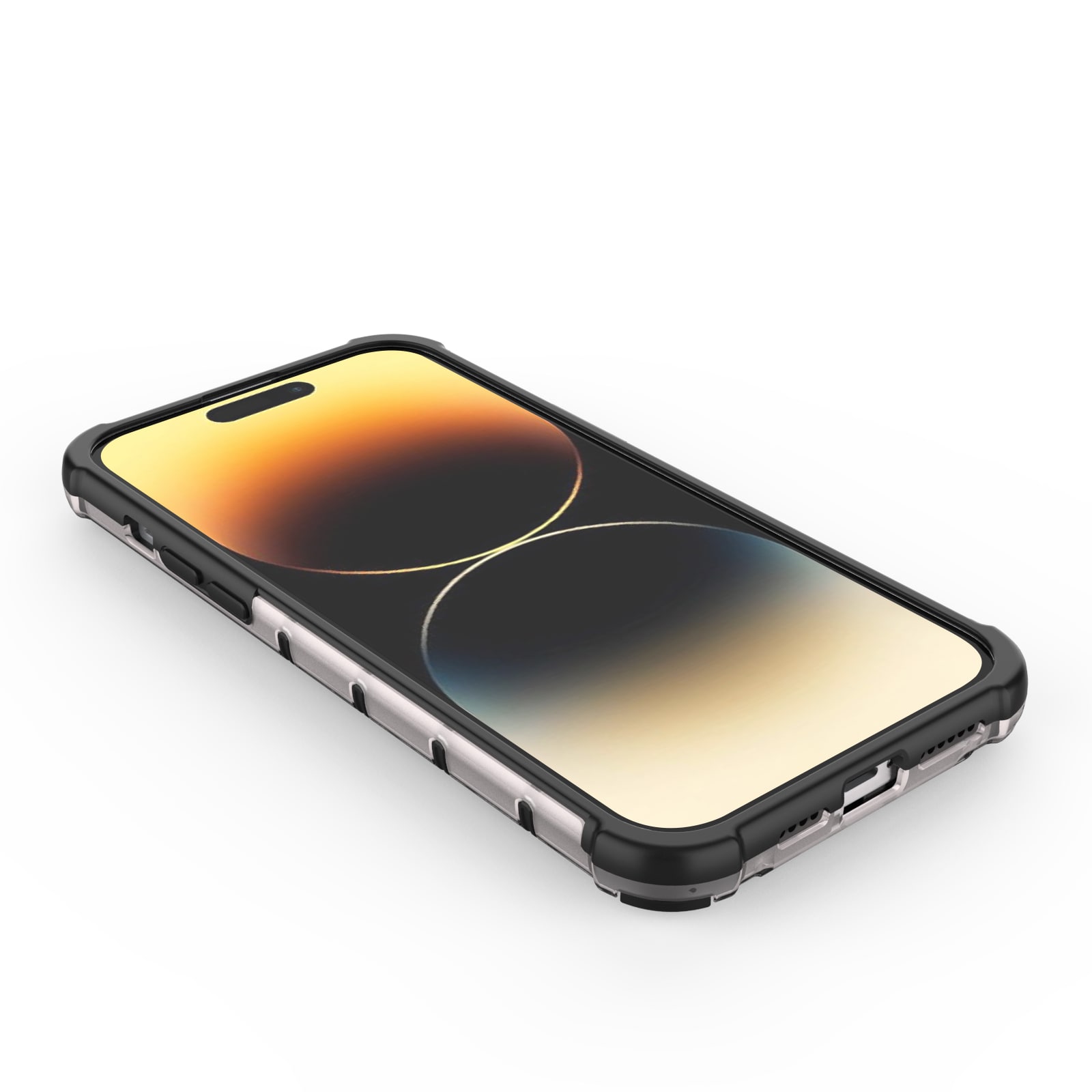Honeycomb tapauksessa iPhone 14 Pro panssaroitu hybridi kansi musta