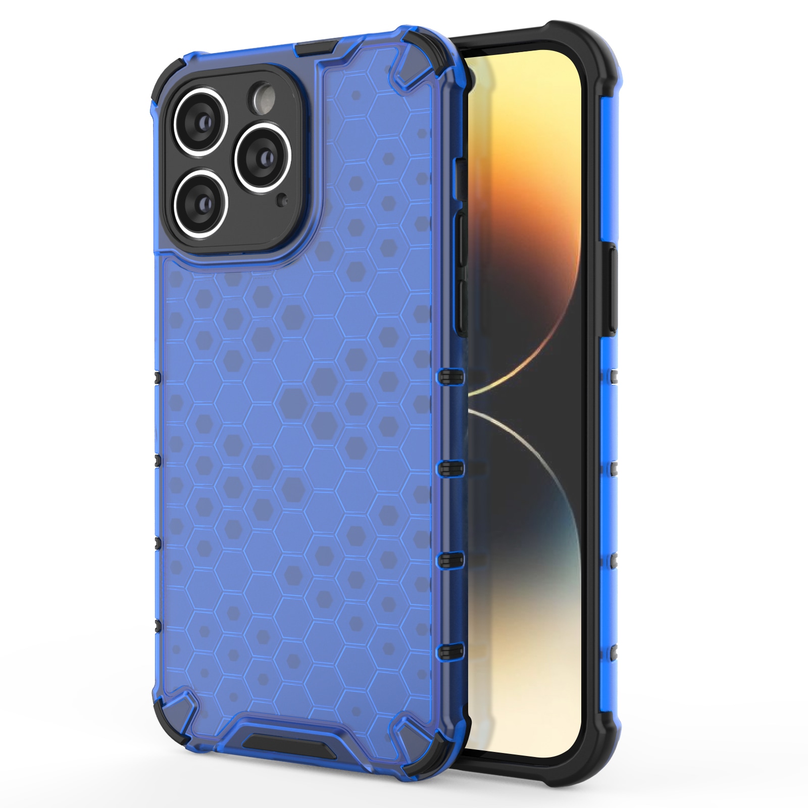 Honeycomb tapauksessa iPhone 14 Pro panssaroitu hybridi kansi sininen