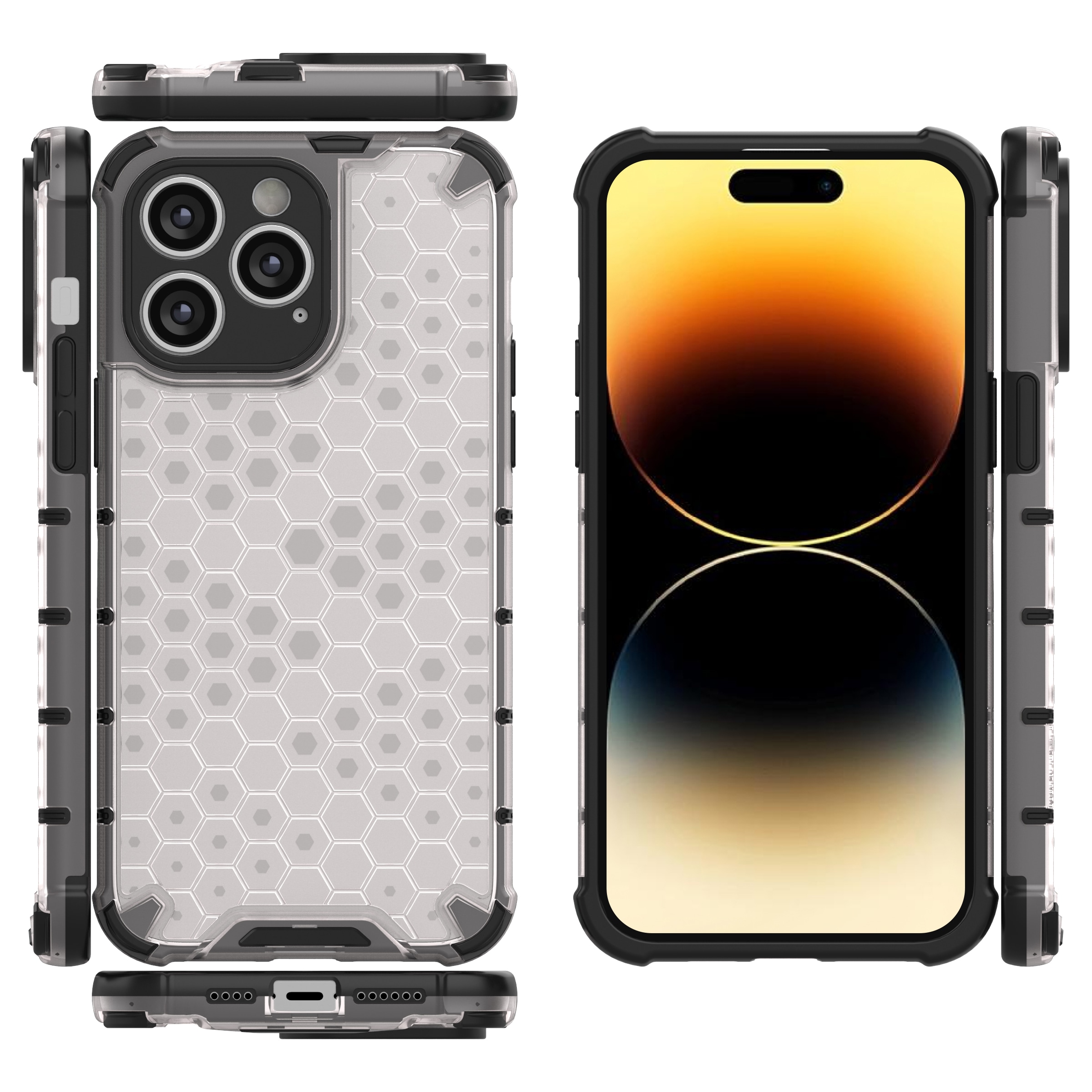 Honeycomb tapauksessa iPhone 14 Pro panssaroitu hybridi kansi sininen