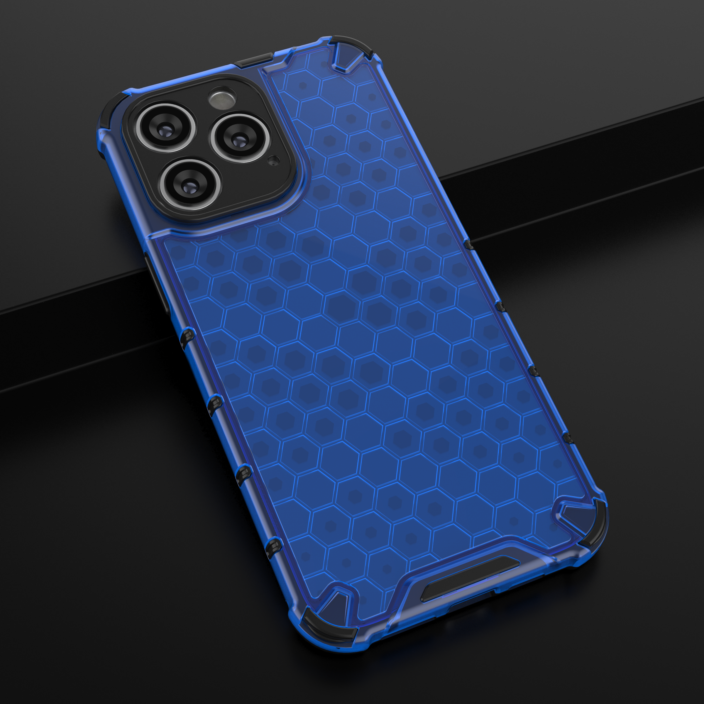 Honeycomb tapauksessa iPhone 14 Pro Max panssaroitu hybridi kansi sininen