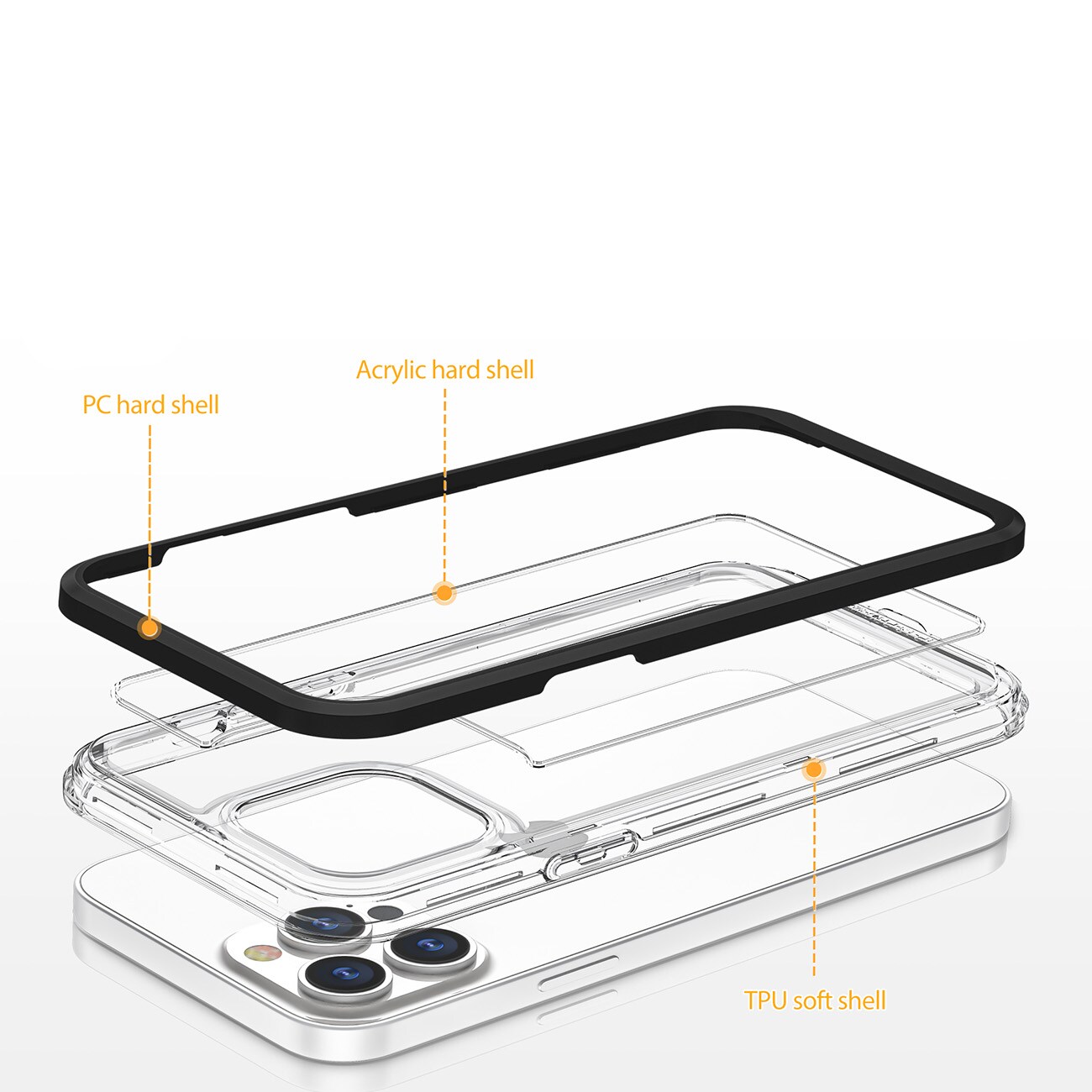 Kirkas 3in1 tapauksessa Samsung Galaxy A03 silikoni suojus kehys musta