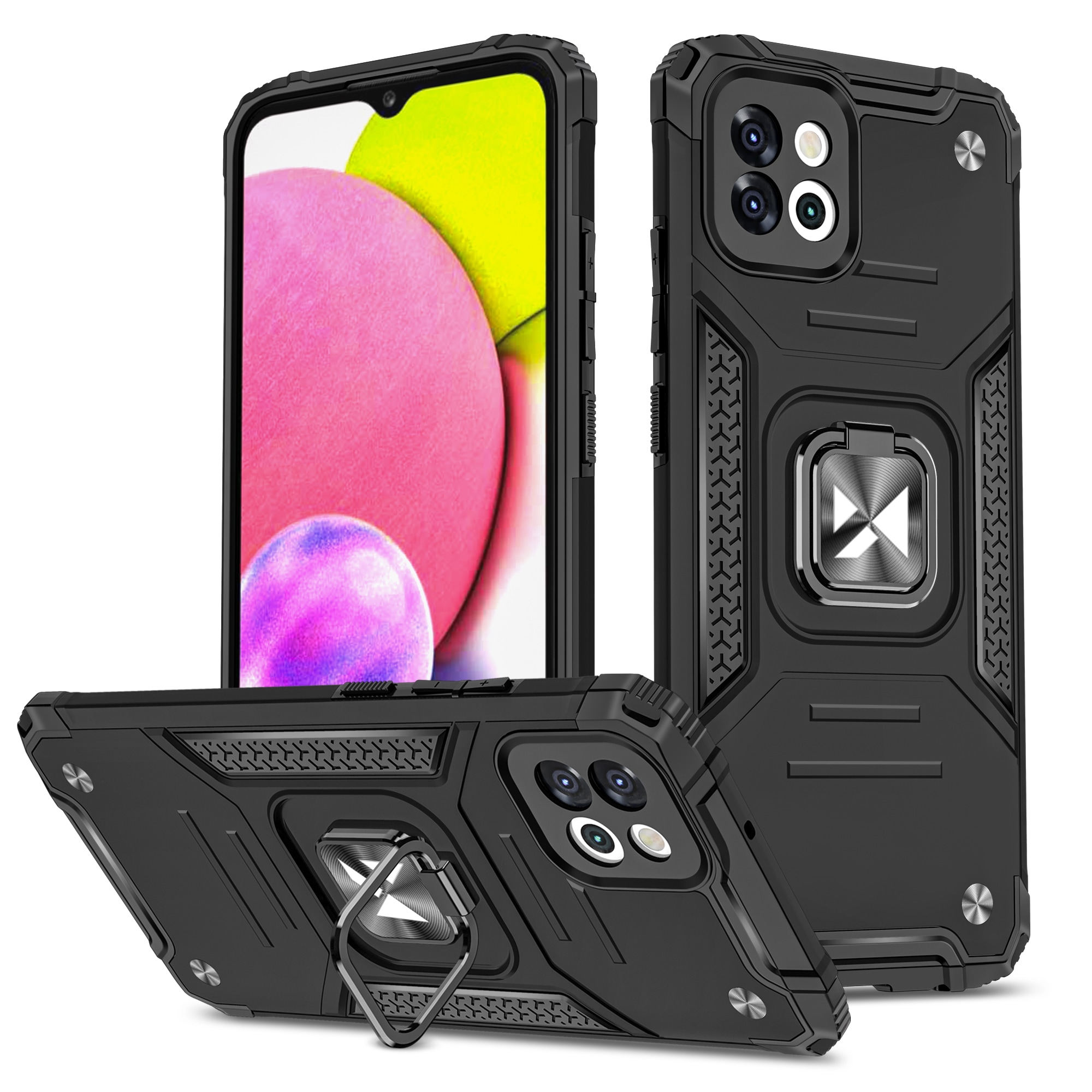 Wozinsky Ring Armor Samsung Galaxy A03 panssaroitu kansi magneettihaltija, musta