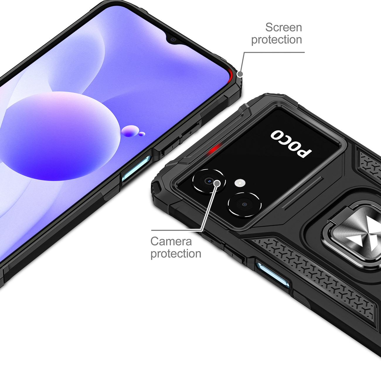 Wozinsky Ring Armor Samsung Galaxy A03 panssaroitu kansi magneettihaltija, musta