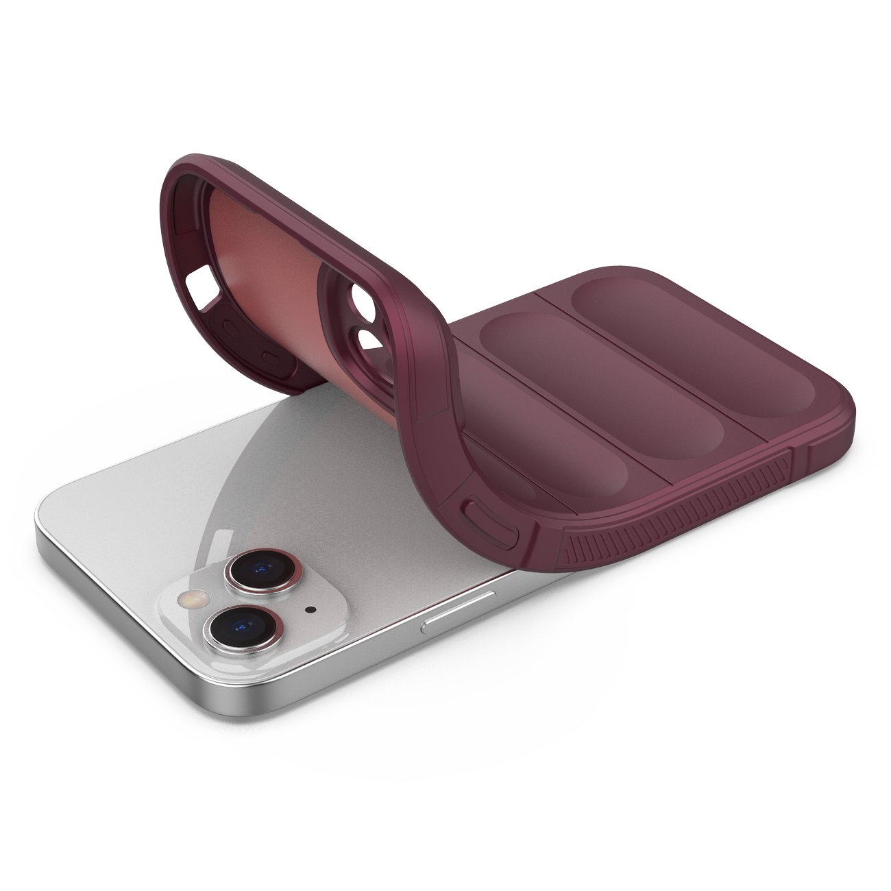 Magic Shield Kotelo tapauksessa iPhone 14 Plus elastinen panssaroitu tapauksessa viininpunainen