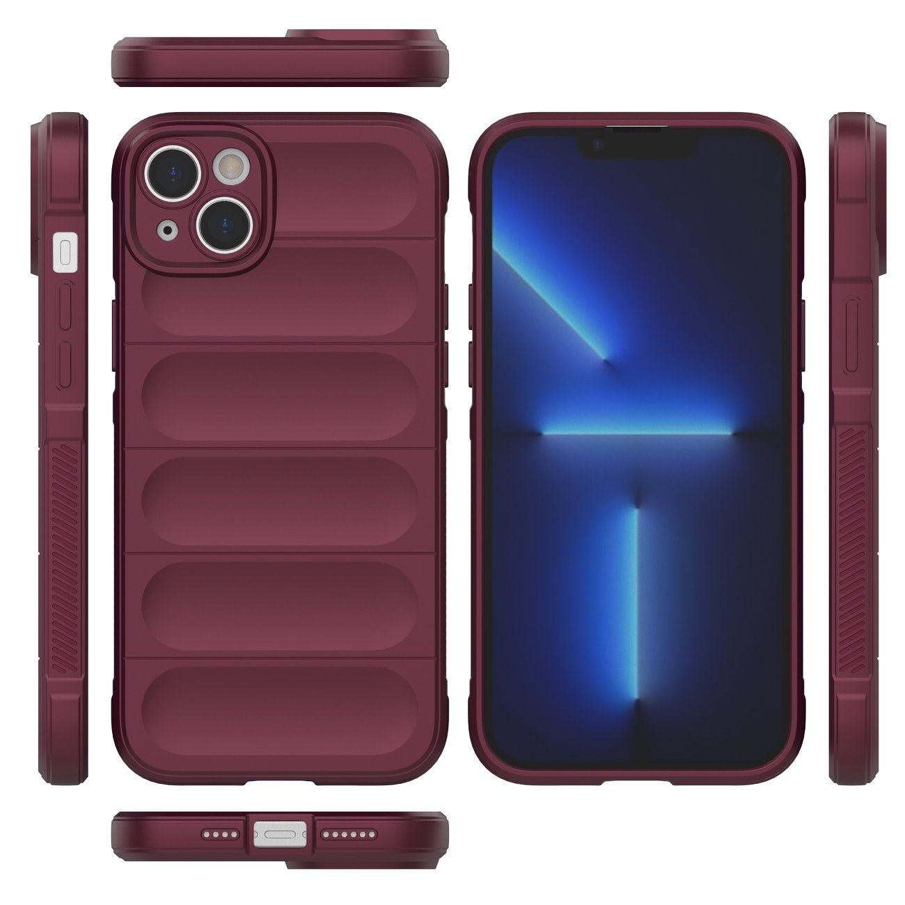 Magic Shield Kotelo tapauksessa iPhone 14 Plus elastinen panssaroitu tapauksessa viininpunainen