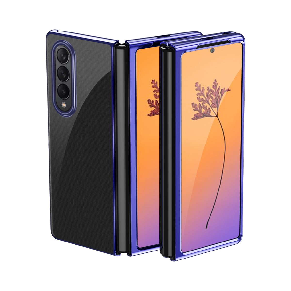 Plating Kotelo tapauksessa Samsung Galaxy Z Fold 4 kansi metallinen kehys sininen