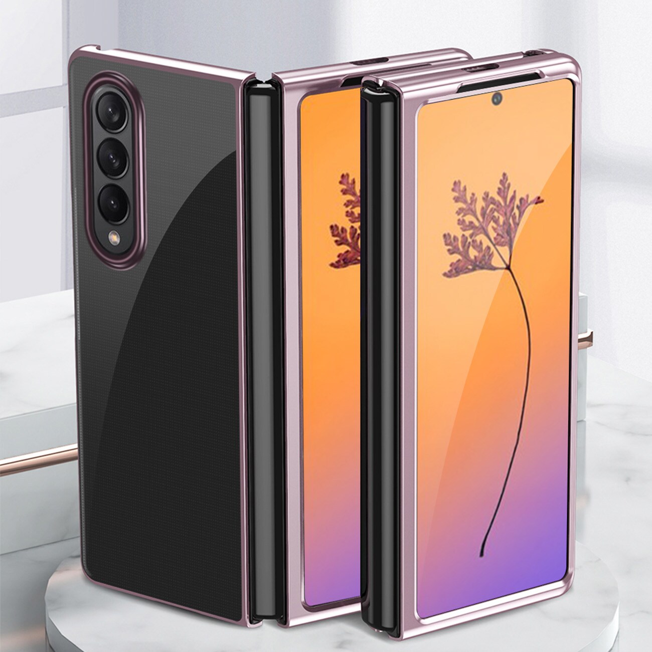 Plating Kotelo tapauksessa Samsung Galaxy Z Fold 4 kansi metallinen kehys sininen