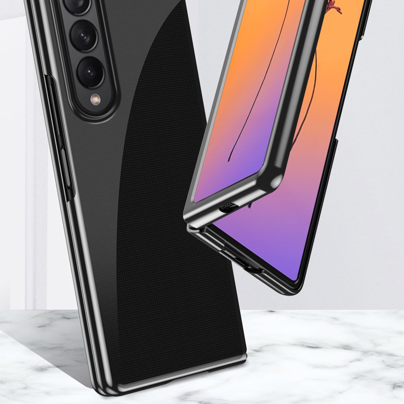 Plating Kotelo tapauksessa Samsung Galaxy Z Fold 4 kansi metallinen kehys sininen
