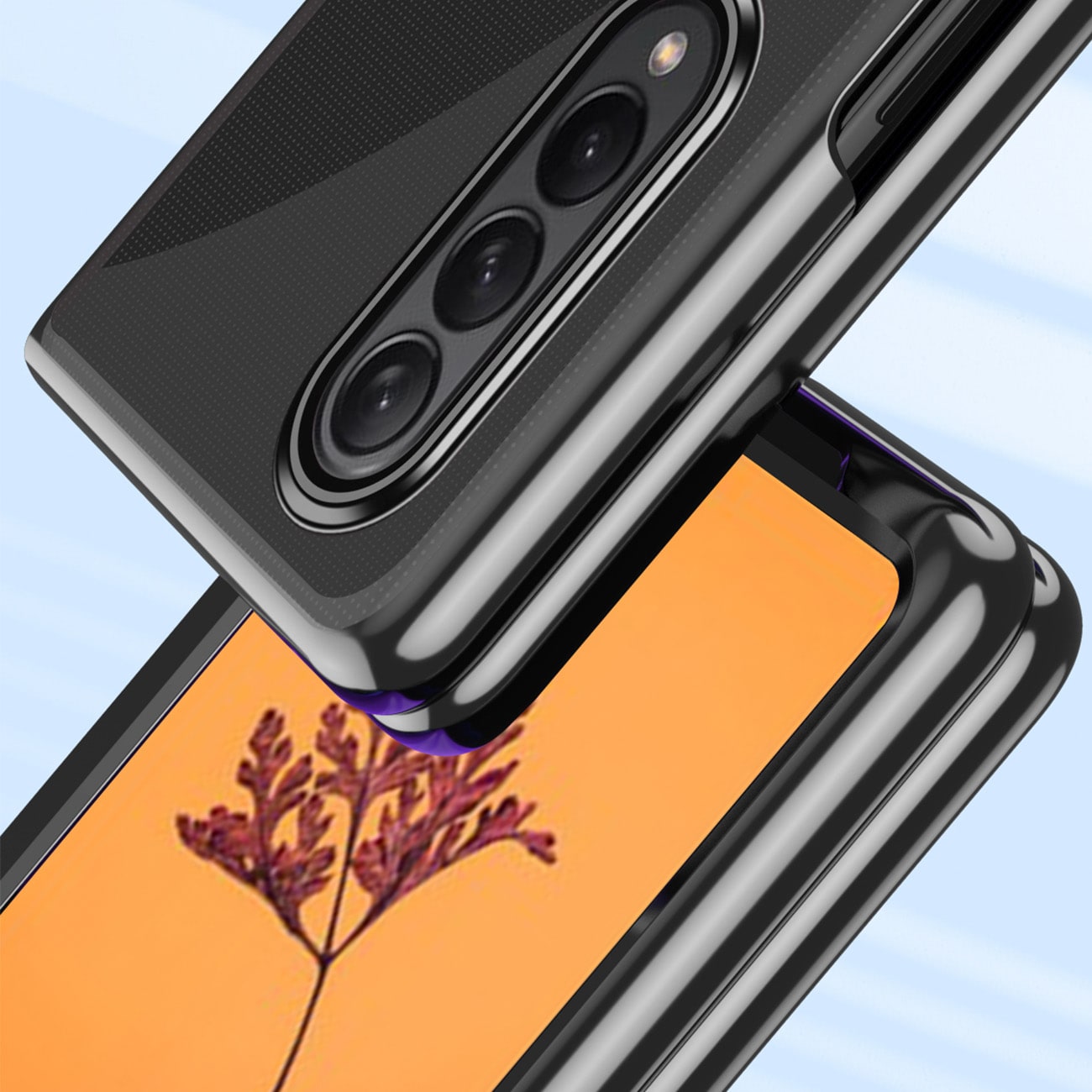 Plating Kotelo tapauksessa Samsung Galaxy Z Fold 4 kansi metallinen kehys sininen