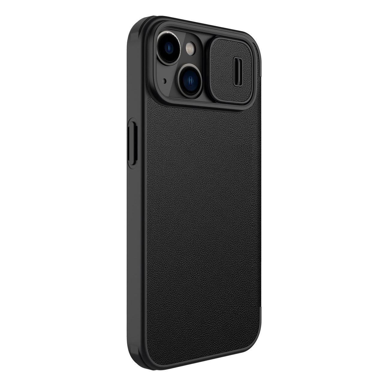 Nillkin Qin Nahka Pro Case iPhone 14 Plus Camera Cover Holster Cover Cover Flip Case Musta