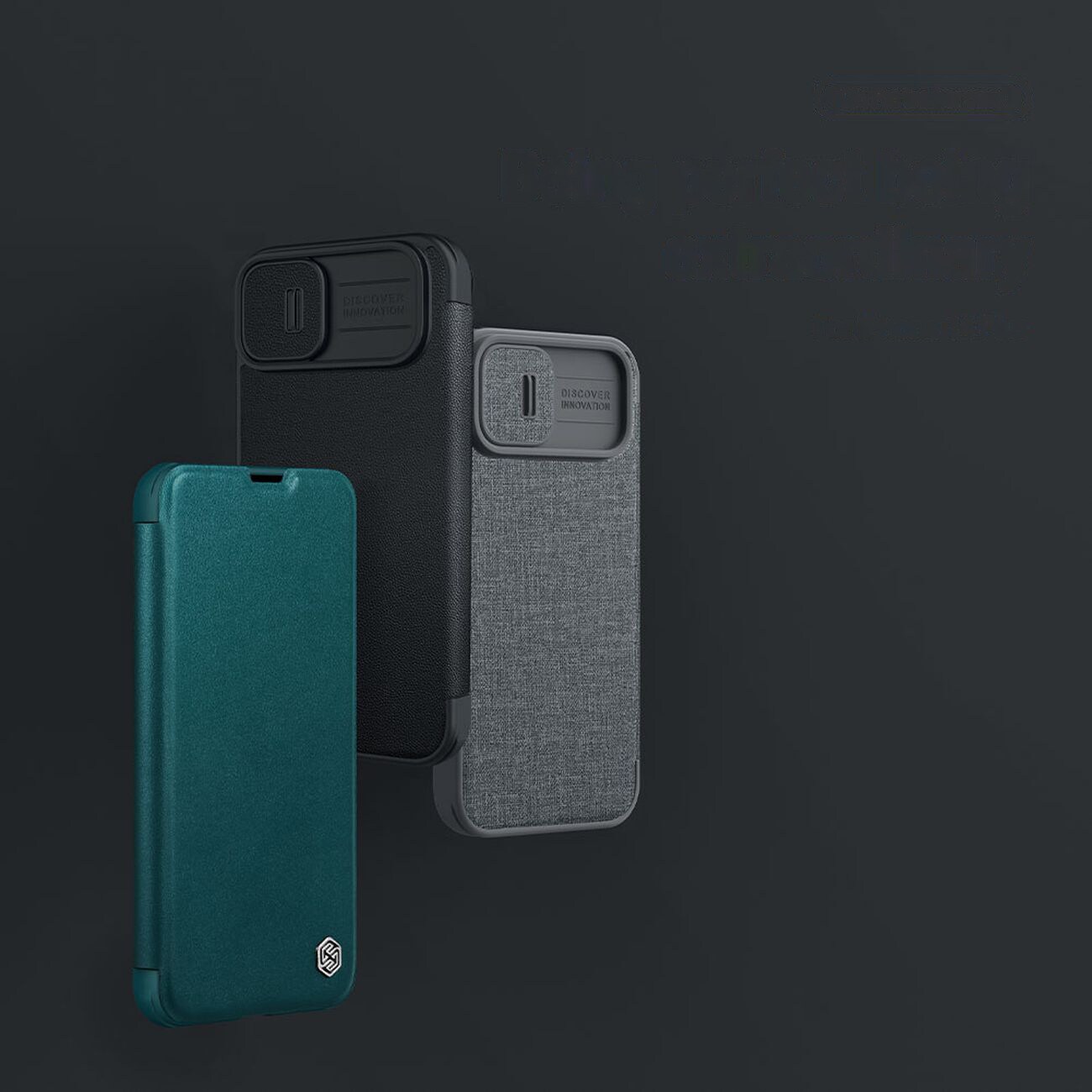 Nillkin Qin Nahka Pro Case iPhone 14 Plus Camera Cover Holster Cover Cover Flip Case Musta