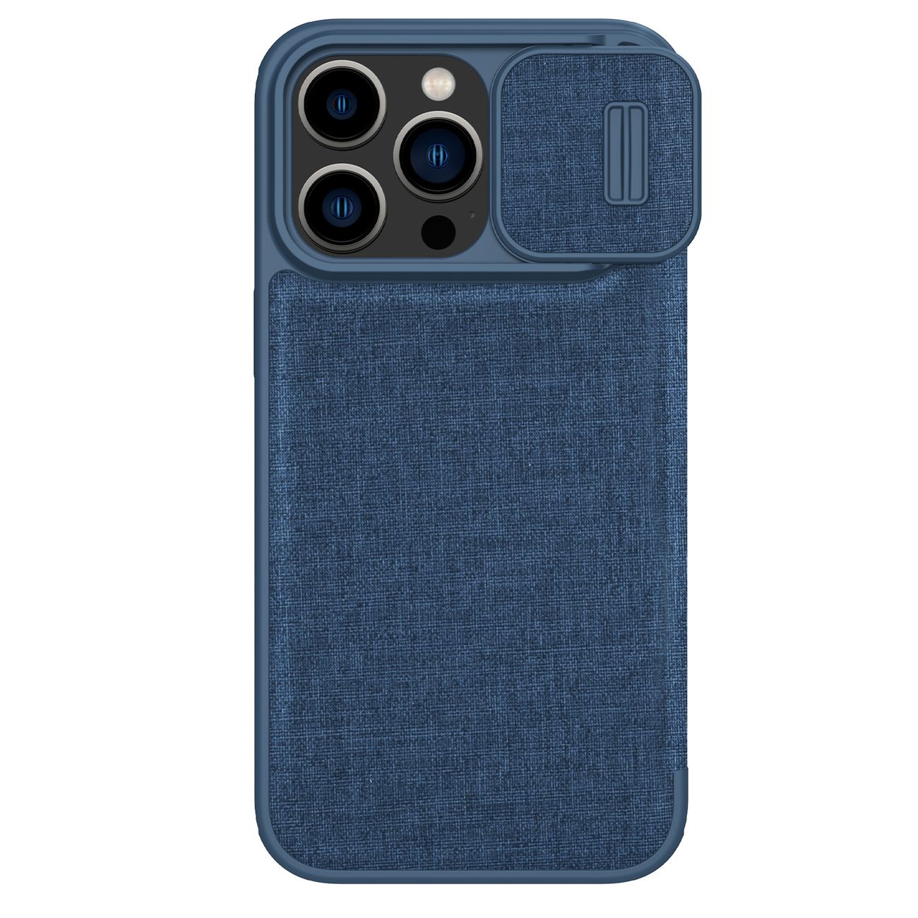 Nillkin Qin Cloth Pro Case for iPhone 14 Pro Max - Flip Holster Cover, Blue
