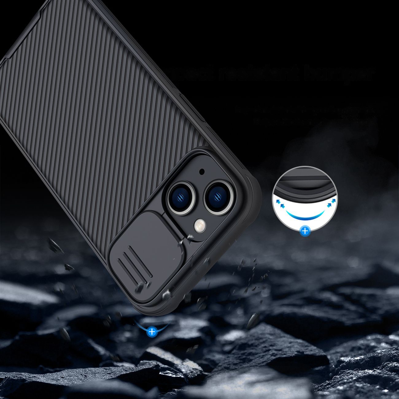 Nillkin CamShield Pro Magneettinen kotelo iPhone 14 Plus Cover Camera Protector Musta (MagSafe)