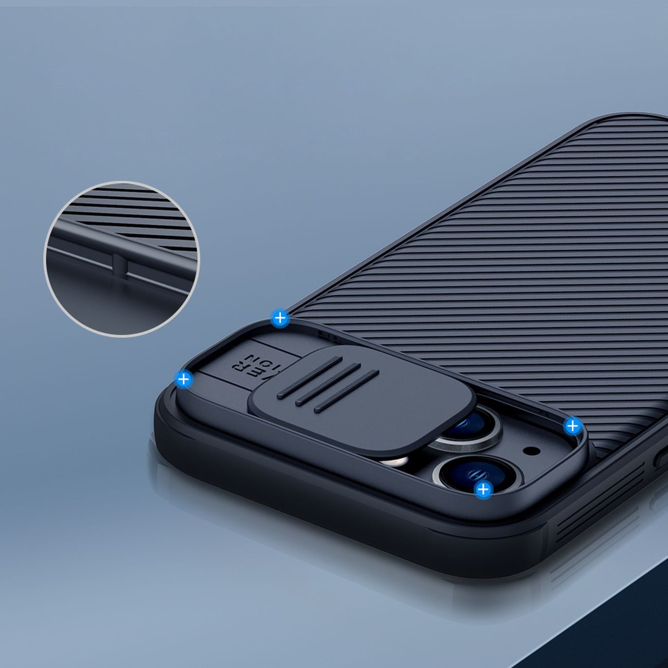 Nillkin CamShield Pro magneettinen kotelo iPhone 14 Plus kansi kameran suojus sininen (MagSafe)