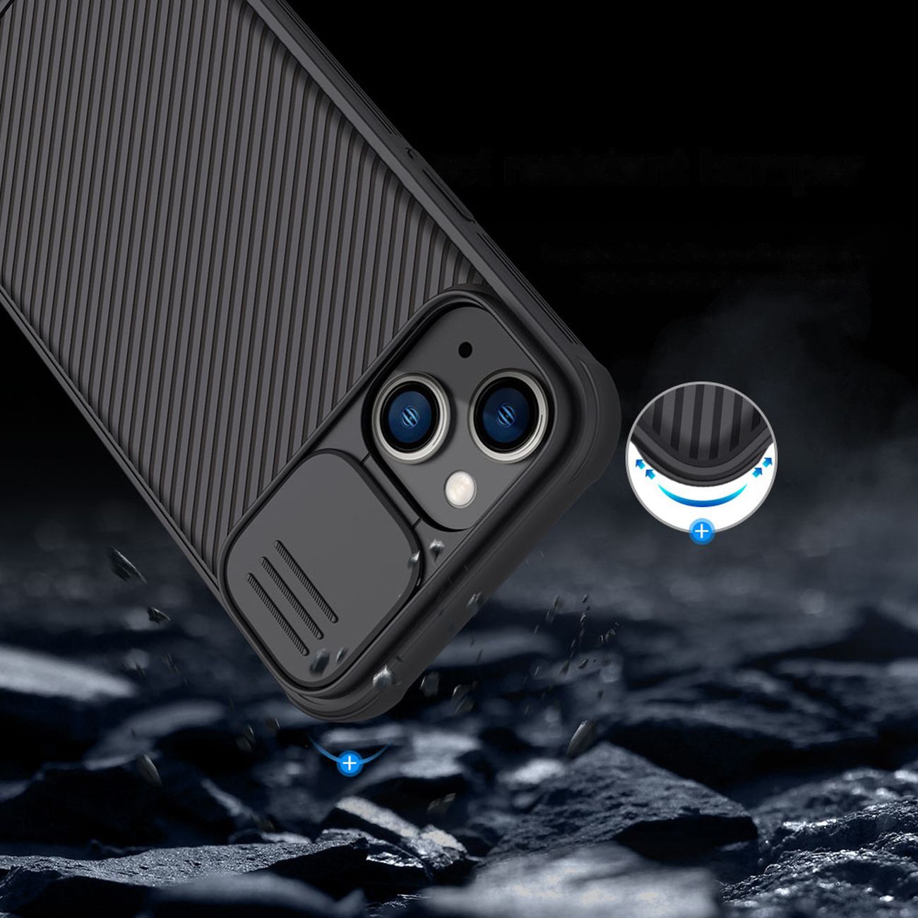 Nillkin CamShield Pro Case iPhone 14 Plus panssaroitu kansi kameran suojus sininen