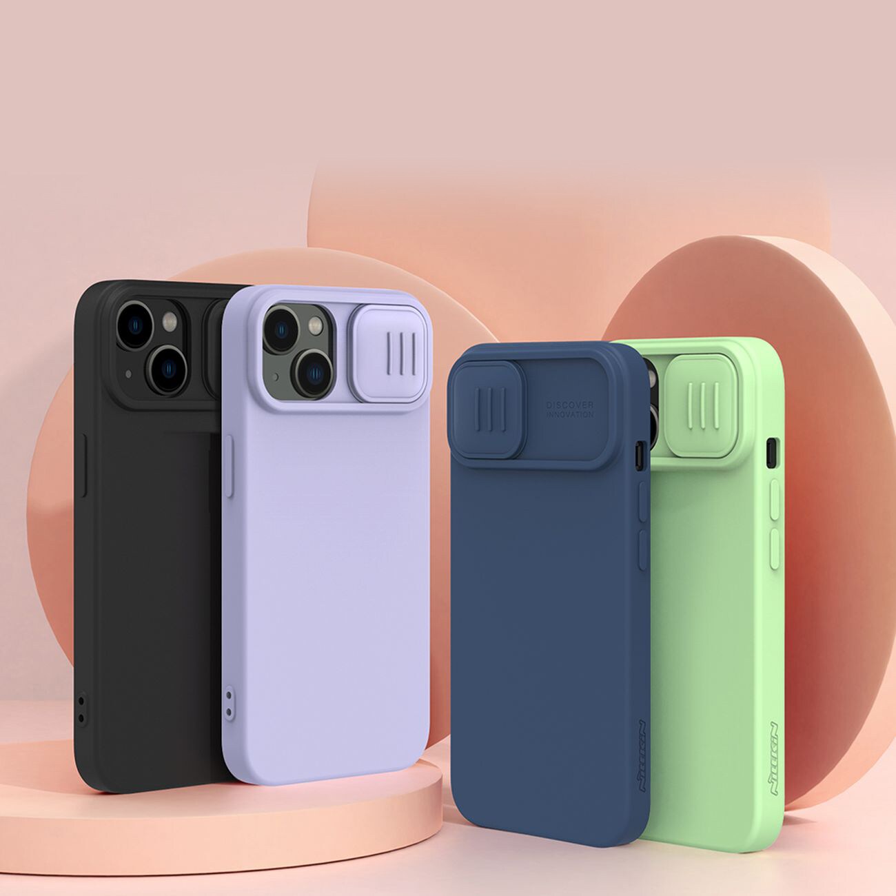 Nillkin CamShield MagSafe Silikoni Case iPhone 14 Plus, Kameran suojus, Sininen