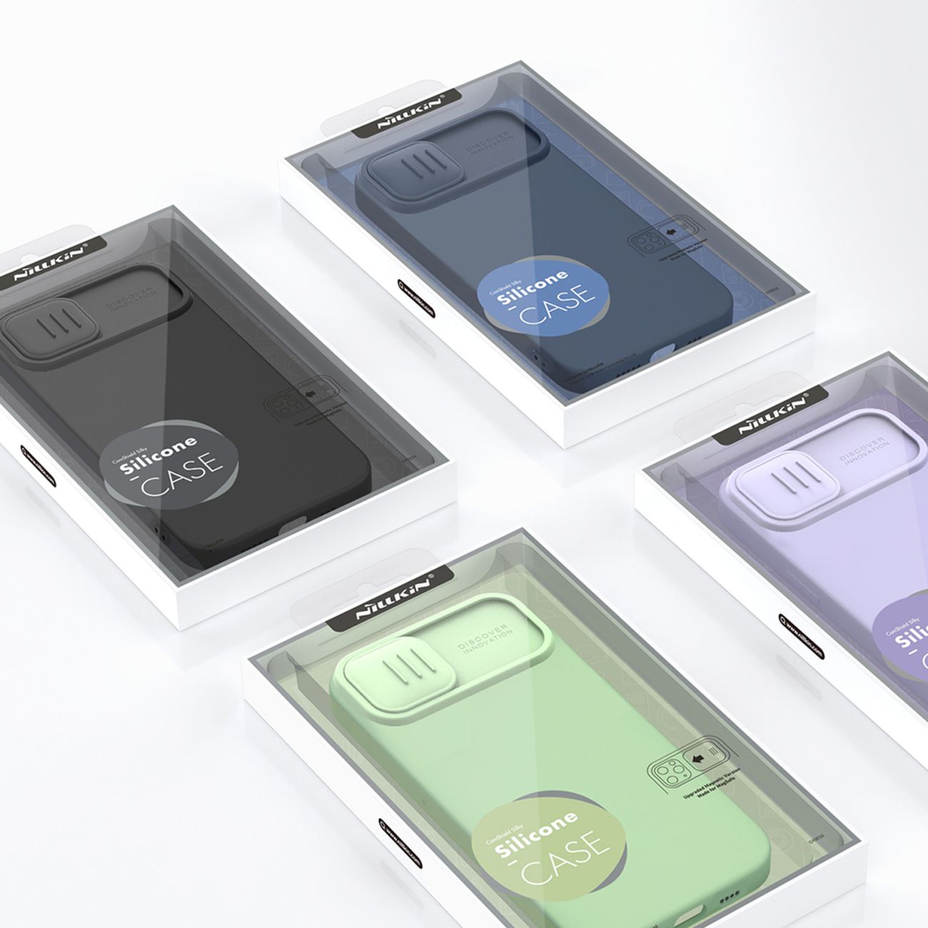 Nillkin CamShield Silky Silikoni Case iPhone 14 Plus tapauksessa kameran suojus sininen