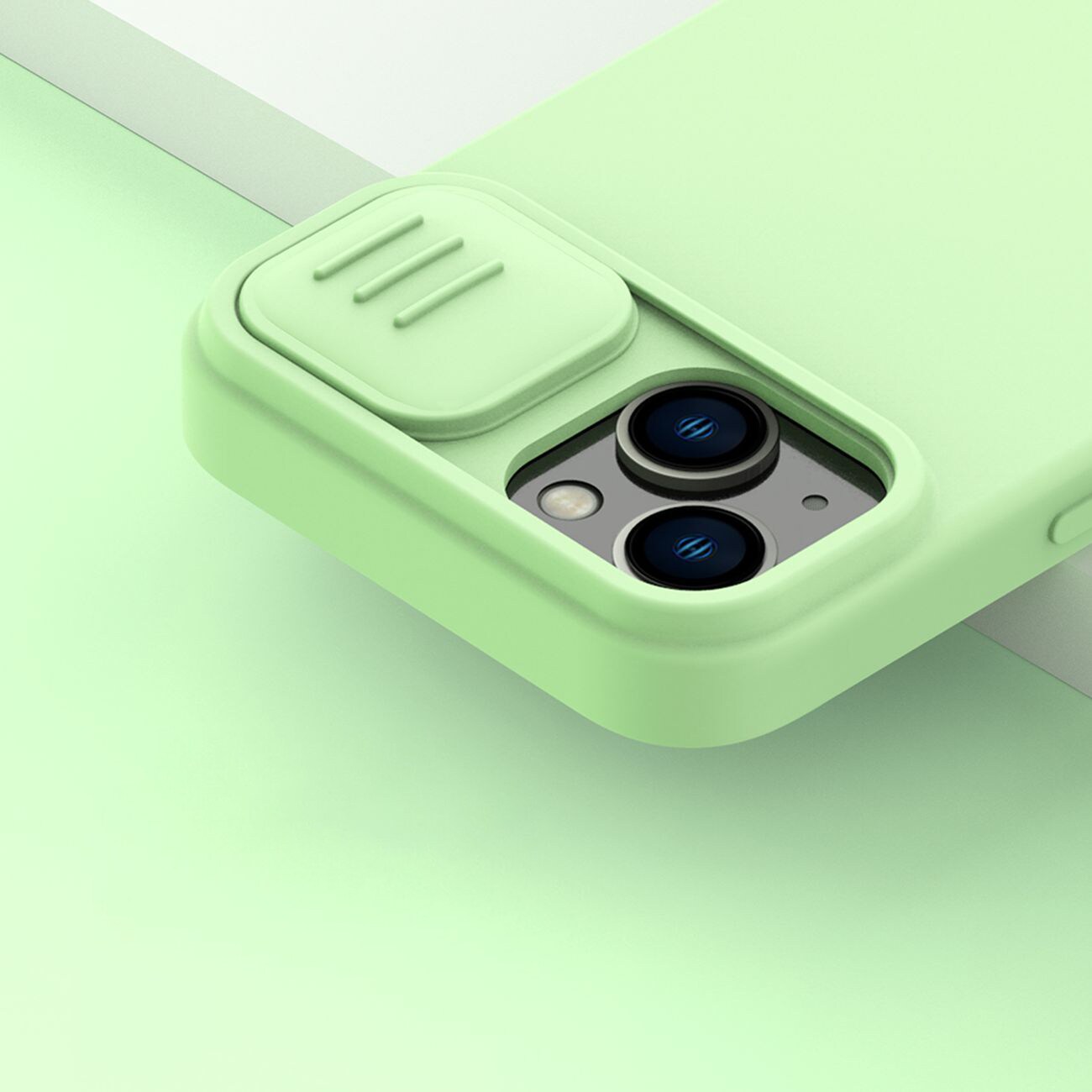 Nillkin CamShield Silky Silikoni Case iPhone 14 Plus tapauksessa kameran suojus sininen