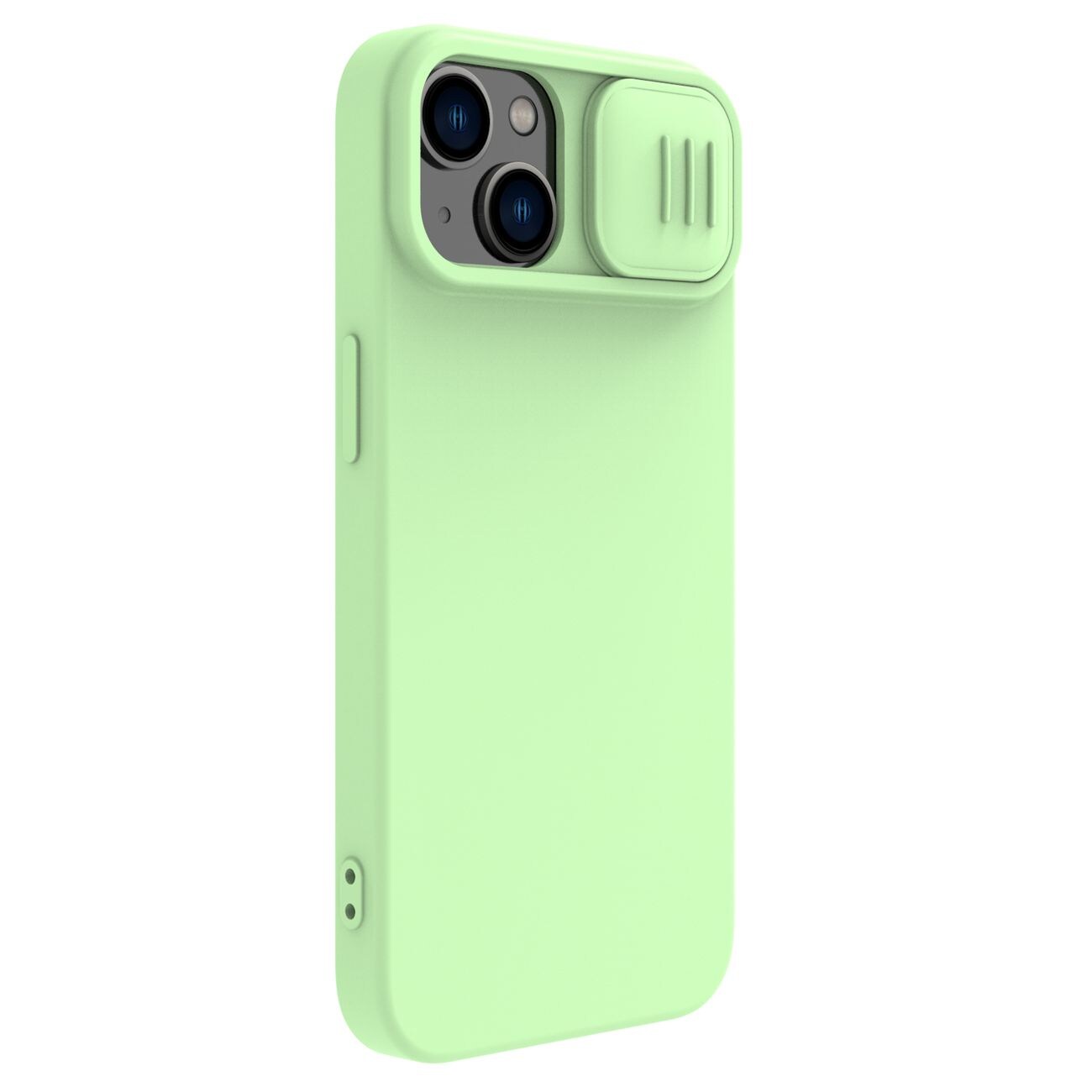 Nillkin CamShield Silky Silikonikotelo iPhone 14 Plus tapauksessa kameran suojus vihreä