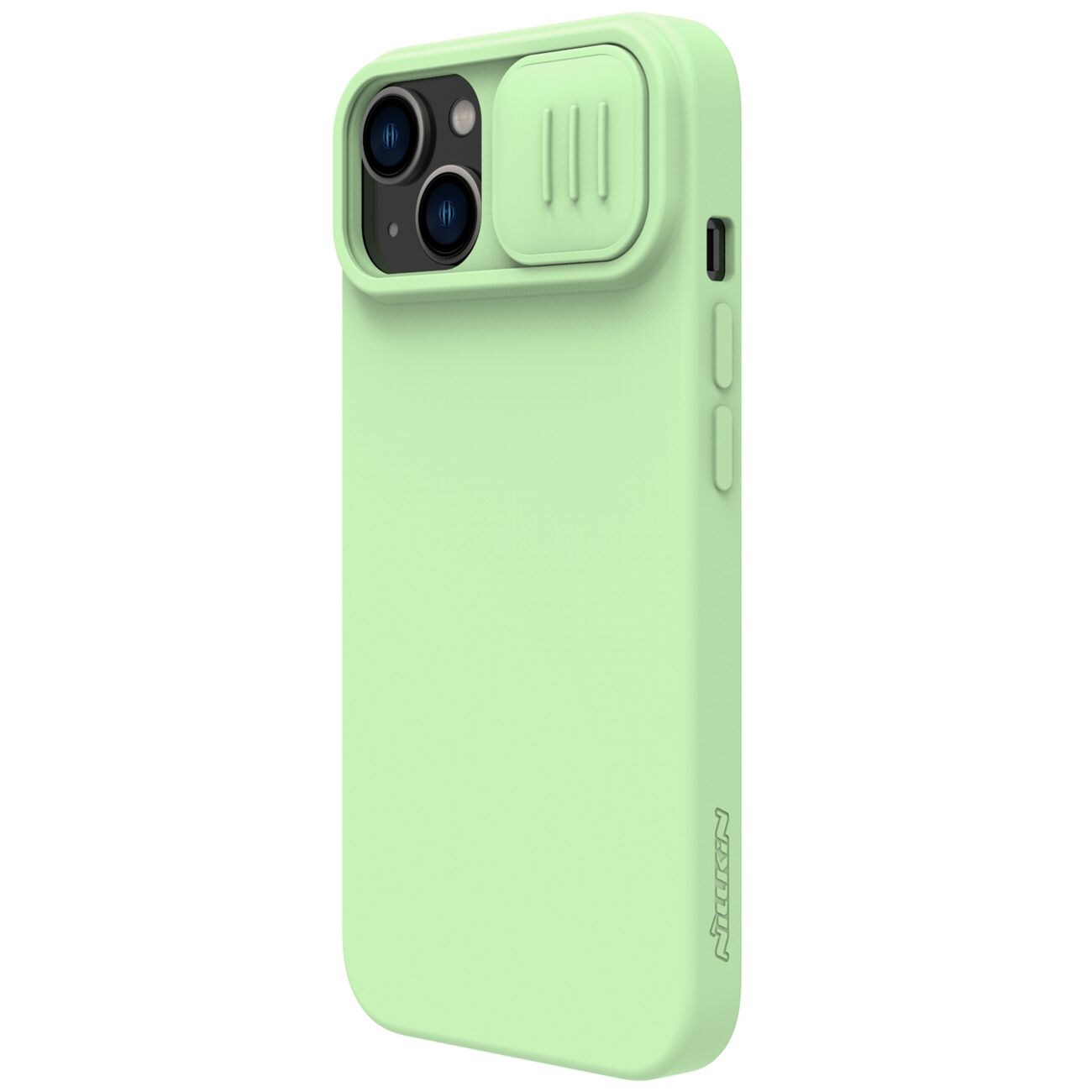 Nillkin CamShield Silky Silikonikotelo iPhone 14 Plus tapauksessa kameran suojus vihreä