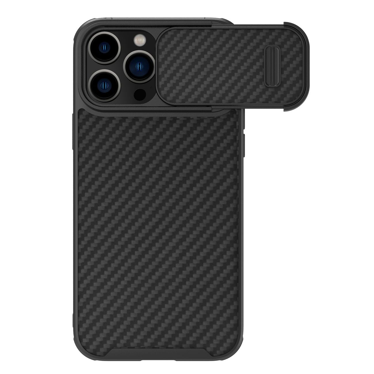 Nillkin Synthetic Fiber S Case iPhone 14 Pro Max kotelo kameran suojuksella, musta