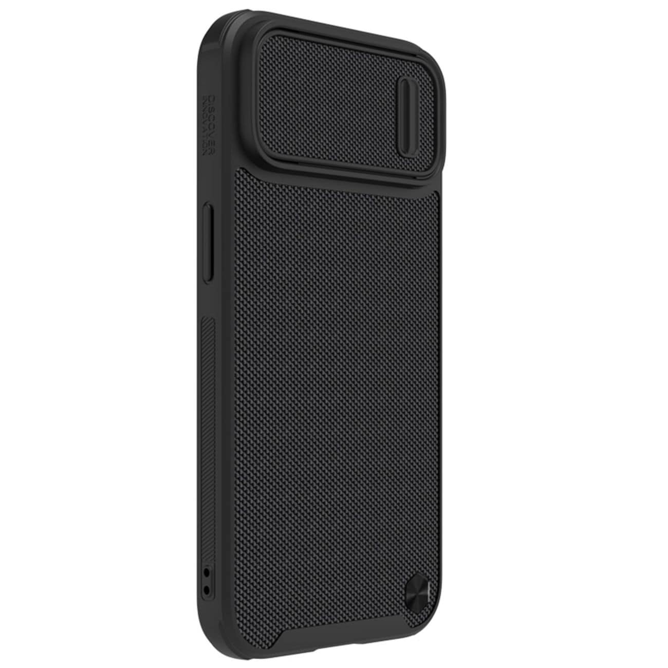 Nillkin Textured S Case iPhone 14 Plus panssaroitu suojus, jossa on kamerasuoja, musta